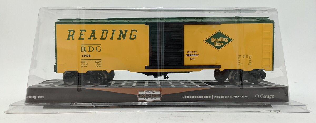 Menards 18408 O Gauge Gold Line Collection Reading Boxcar #18408 LN/Box