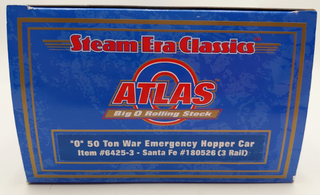 Atlas 6425-3 O Gauge Santa Fe 50 Ton War Emergency Hopper Car #180526 (3Rail) VG/Box