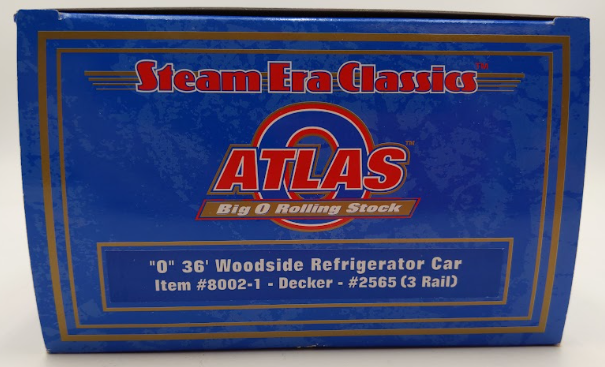Atlas 8002-1 O Gauge Decker 36' Woodside Refrigerator Car #2565 (3 Rail) EX/Box