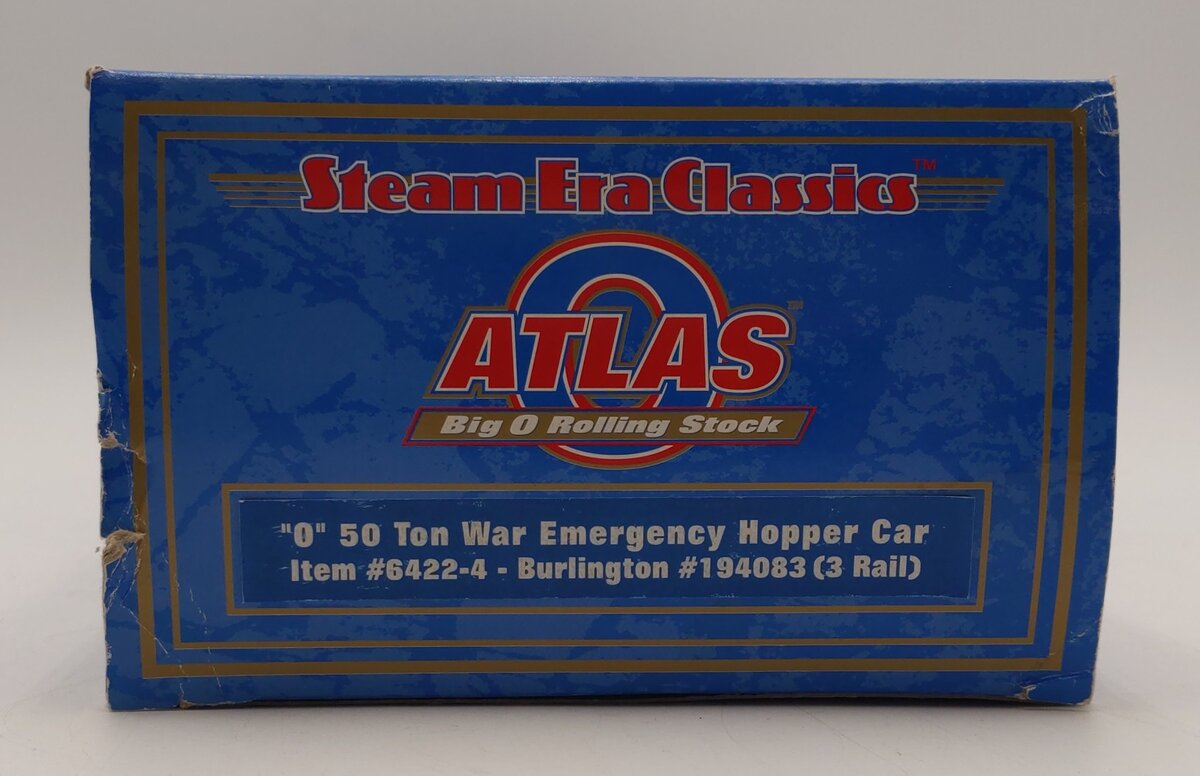 Atlas 6422-4 O CB&Q 50 Ton War Emergency Hopper w/ Coal Load #194083 (3-Rail) LN/Box