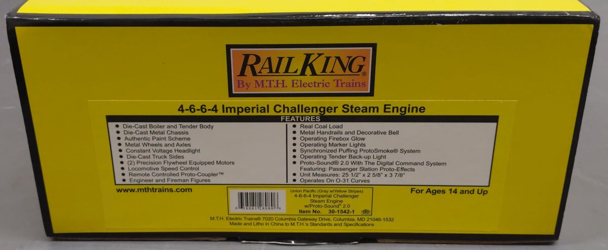 MTH 30-1542-1 Union Pacific 4-6-6-4 Imperial Challenger Steam Engine w/PS2 #3979 EX/Box