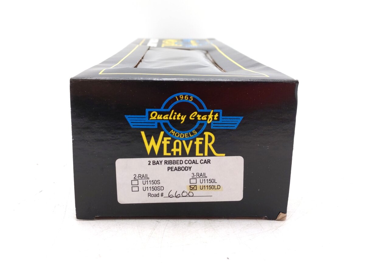 Weaver U1150LD O Gauge Peabody 2 Bay Coal Car #6600 - 3 Rail NIB