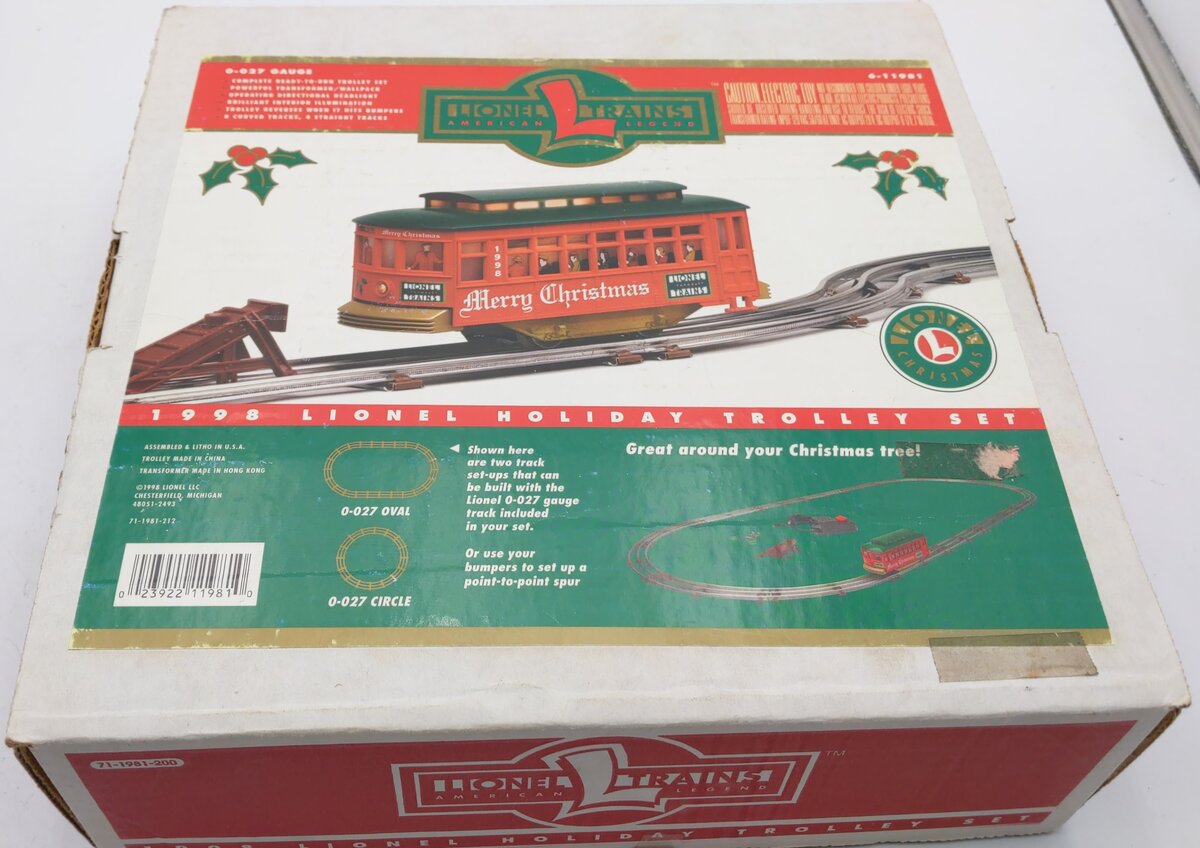 Lionel 6-11981 O Gauge 1998 Holiday Trolley Set #109 EX/Box