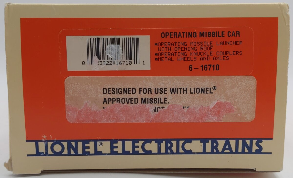 Lionel 6-16710 O Gauge Operating U.S. Army Missile Car #16710 EX/Box