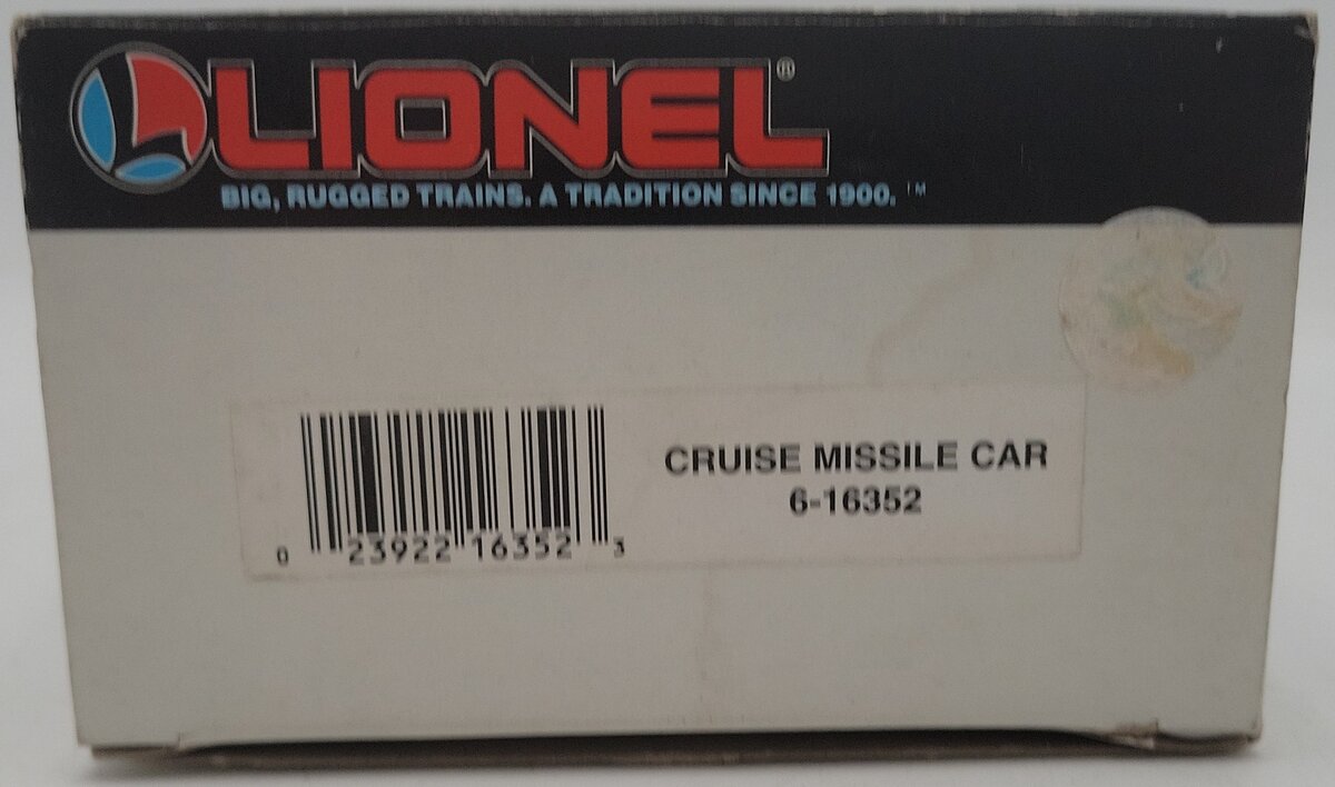 Lionel 6-16352 O Gauge US Military Flatcar w/ Cruise Missile #16352 EX/Box