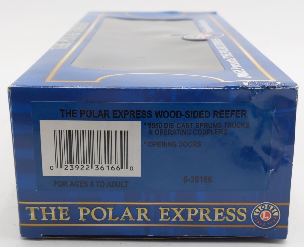 Lionel 6-36166 O Gauge Polar Express Wood-Sided Reefer LN/Box