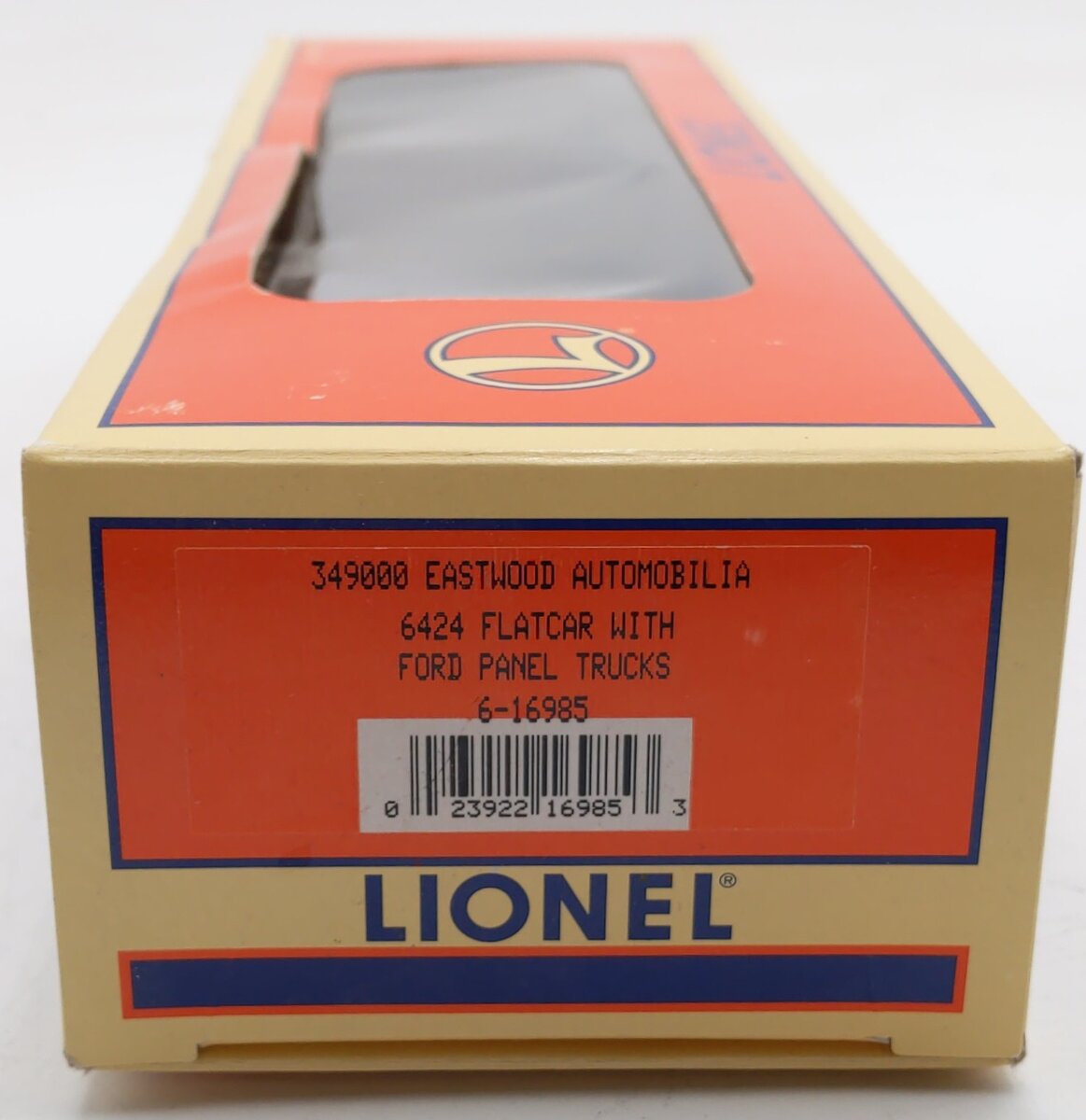 Lionel 6-16985 O Gauge Eastwood Automobilia Flatcar w/ Ford Panel Trucks #6424 EX/Box