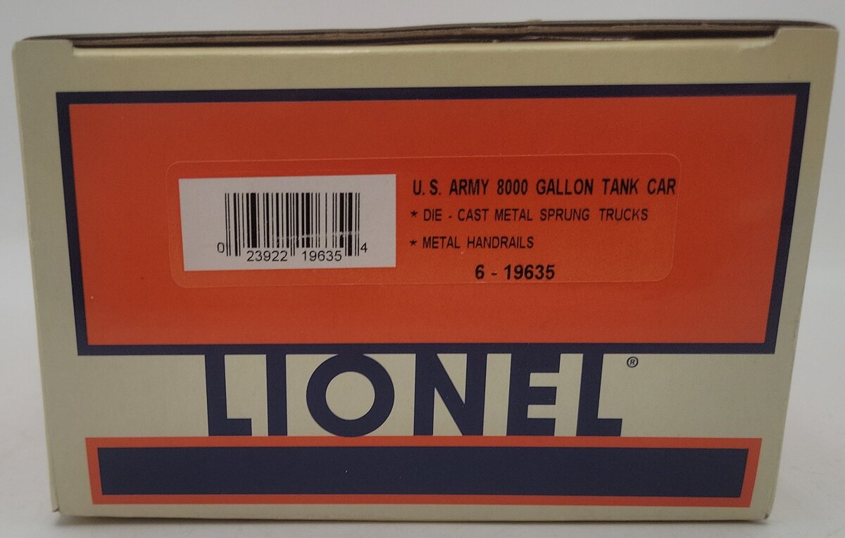 Lionel 6-19635 O Gauge U.S Army 8000 Gallon Tank Car #10936 EX/Box