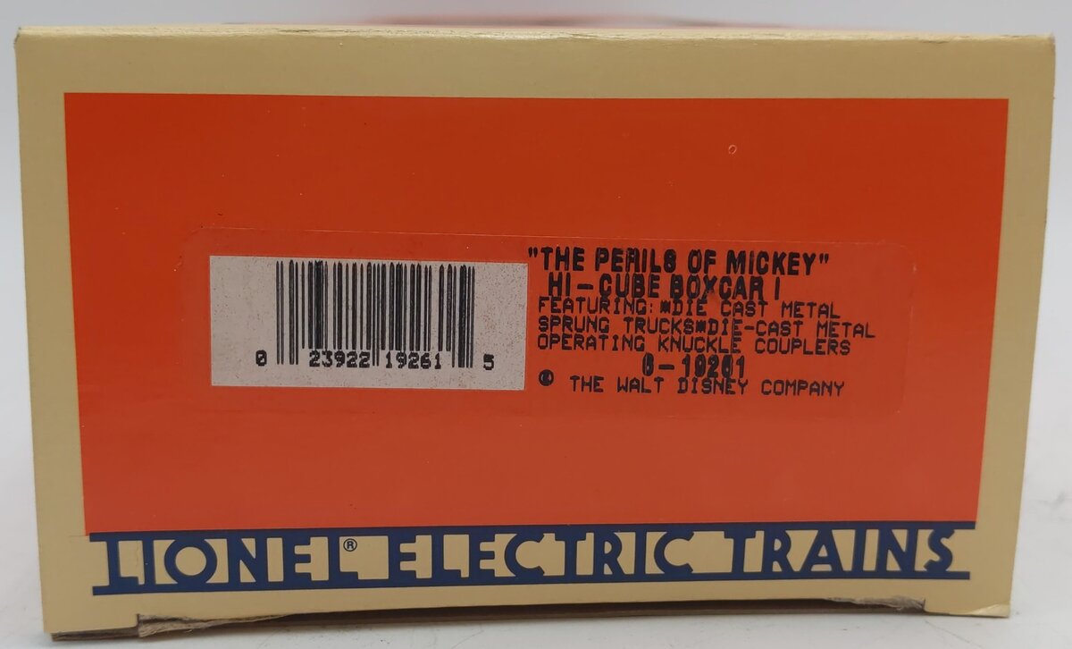 Lionel 6-19261 O Gauge Disney Perils of Mickey Hi-Cube Boxcar EX/Box