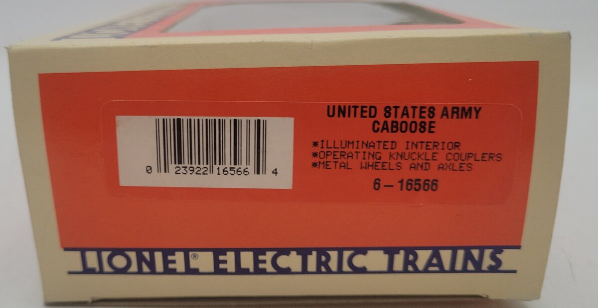 Lionel 6-16566 O Gauge United States Army Illuminated Caboose #907 EX/Box