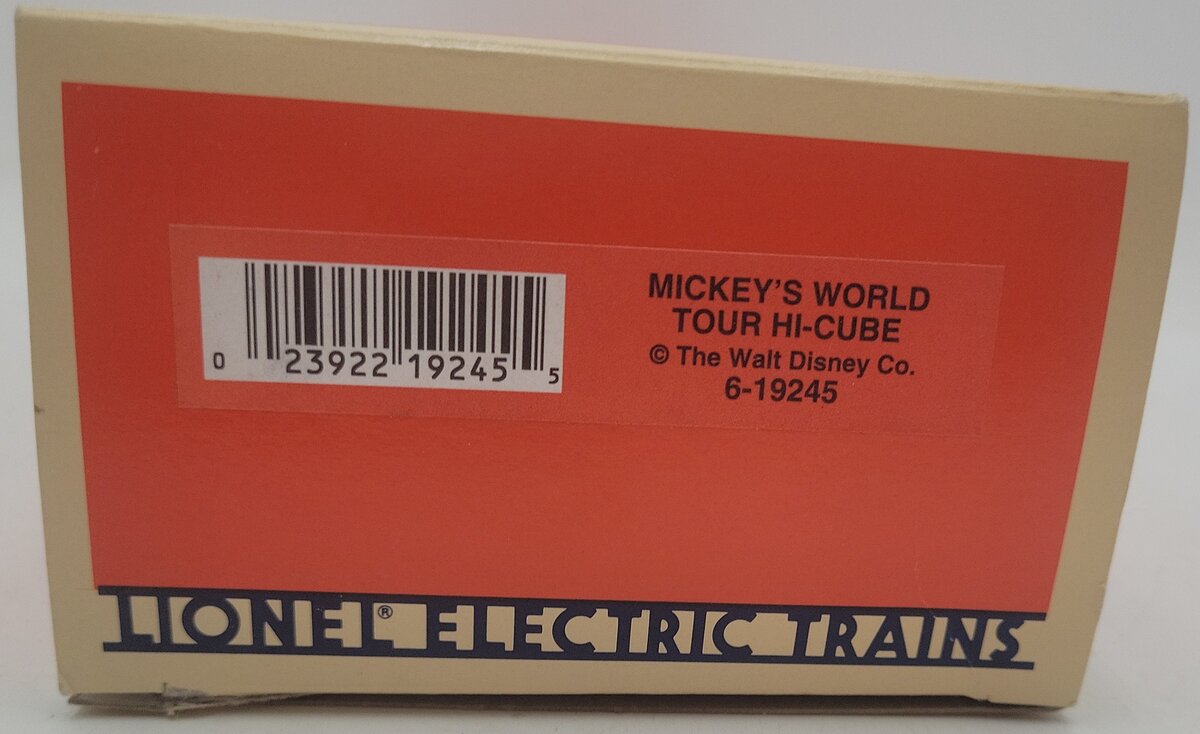 Lionel 6-19245 O Gauge Disney Mickey‘s World Tour Hi Cube Boxcar #19245 EX/Box