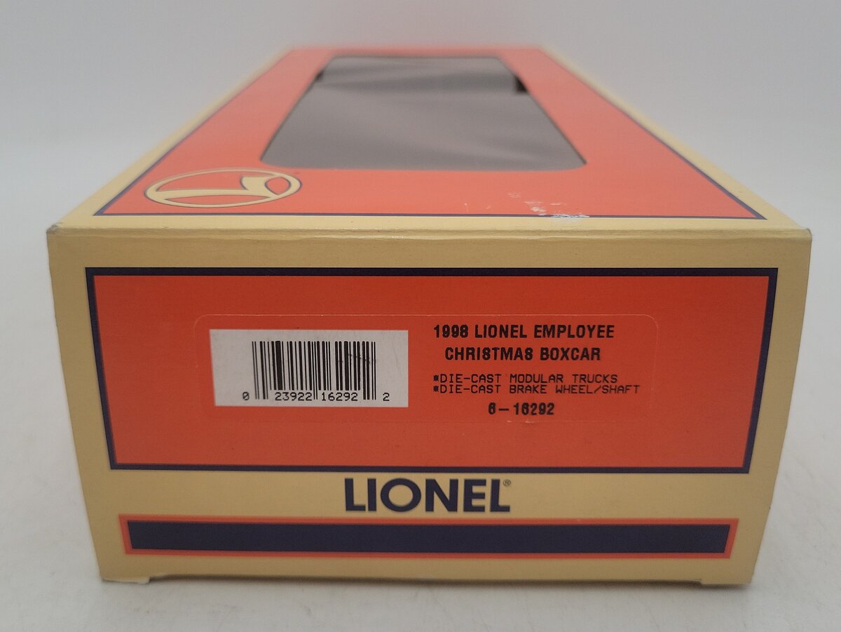 Lionel 6-16292 O Gauge 1998 Lionel Christmas Employee Boxcar - RARE LN/Box