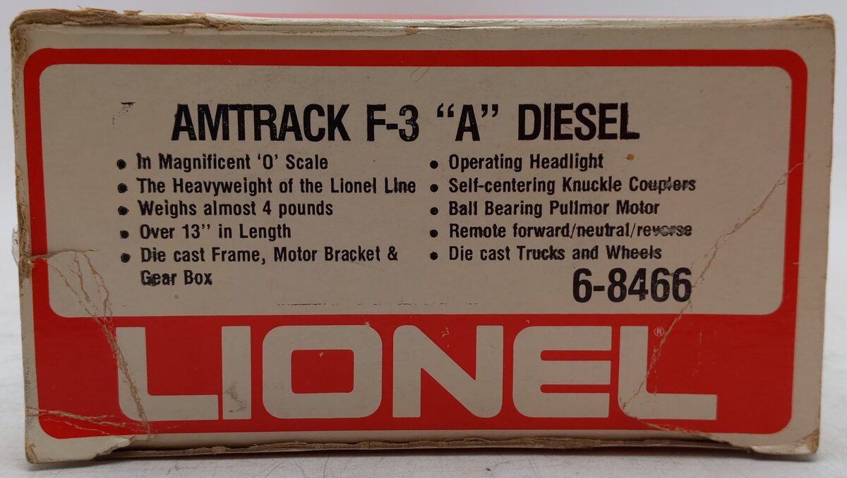 Lionel 6-8466 O Gauge Amtrak F3 A Powered Diesel Locomotive EX/Box