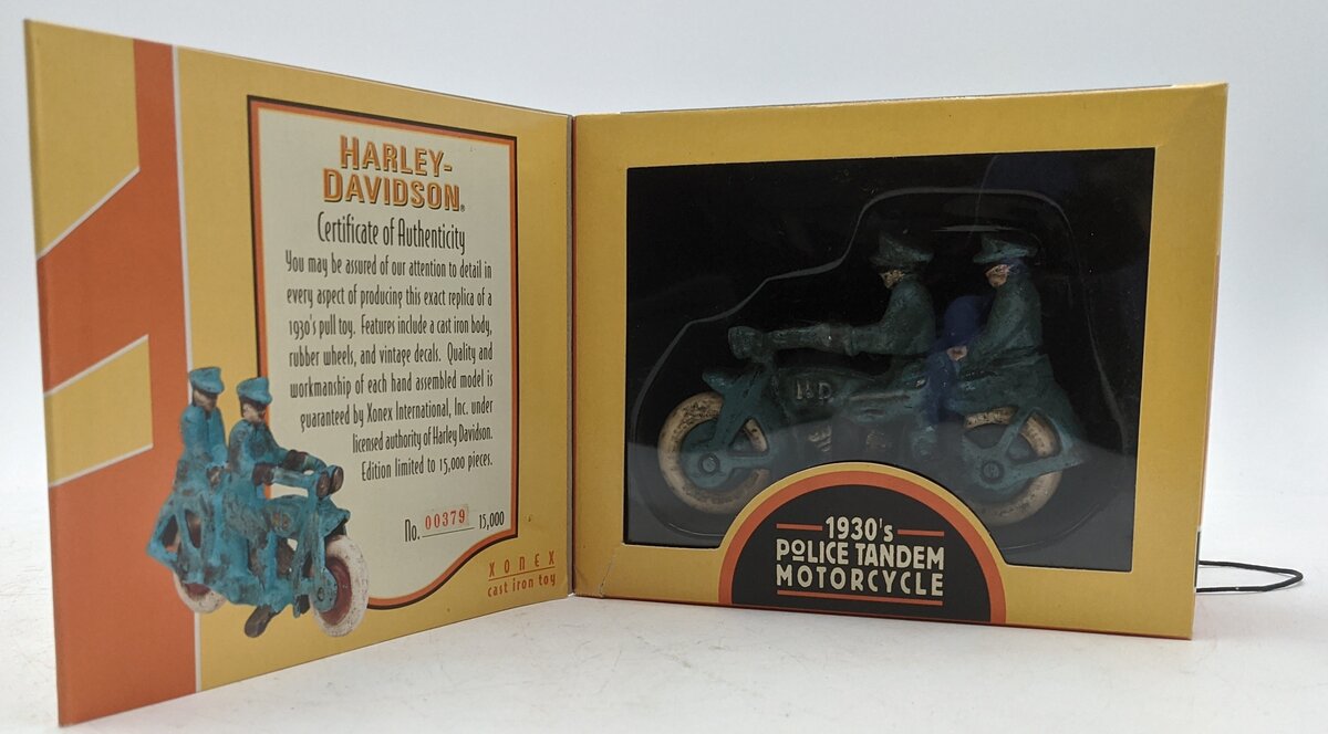 Xonex 12933 Diecast 1930's Police Tandem Motorcycle Cast Iron Replica LN/Box