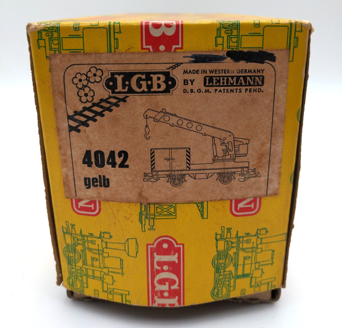 LGB 4042 G Scale Matra Yellow Construction Crane Car EX/Box
