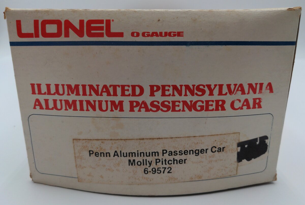 Lionel 6-9572 O Gauge Pennsylvania "Molly Pitcher" Aluminum Coach Passenger Car EX/Box