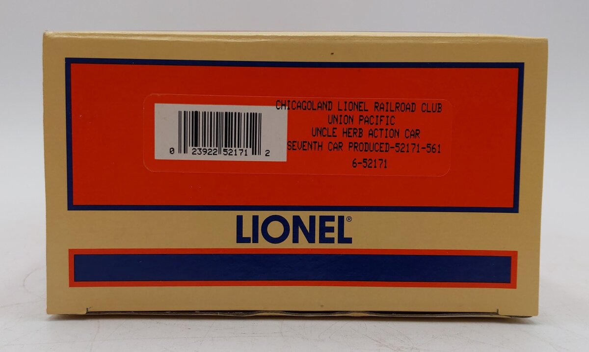Lionel 6-52171 O Union Pacific Chicagoland RR Club Operating Uncle Herb Boxcar LN/Box
