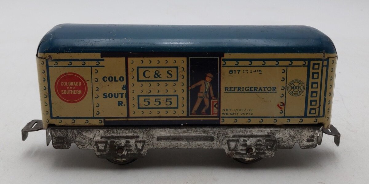 Marx 555 Vintage O C&S Tinplate Reefer w/ Man In Door VG