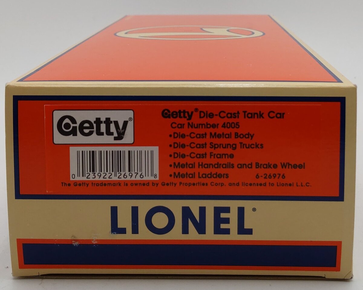 Lionel 6-26976 Getty Diecast Single Dome Tank Car #4005 LN/Box