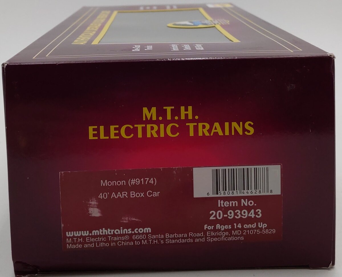 MTH 20-93944 O Monon 40' AAR Box Car #9174 LN/Box