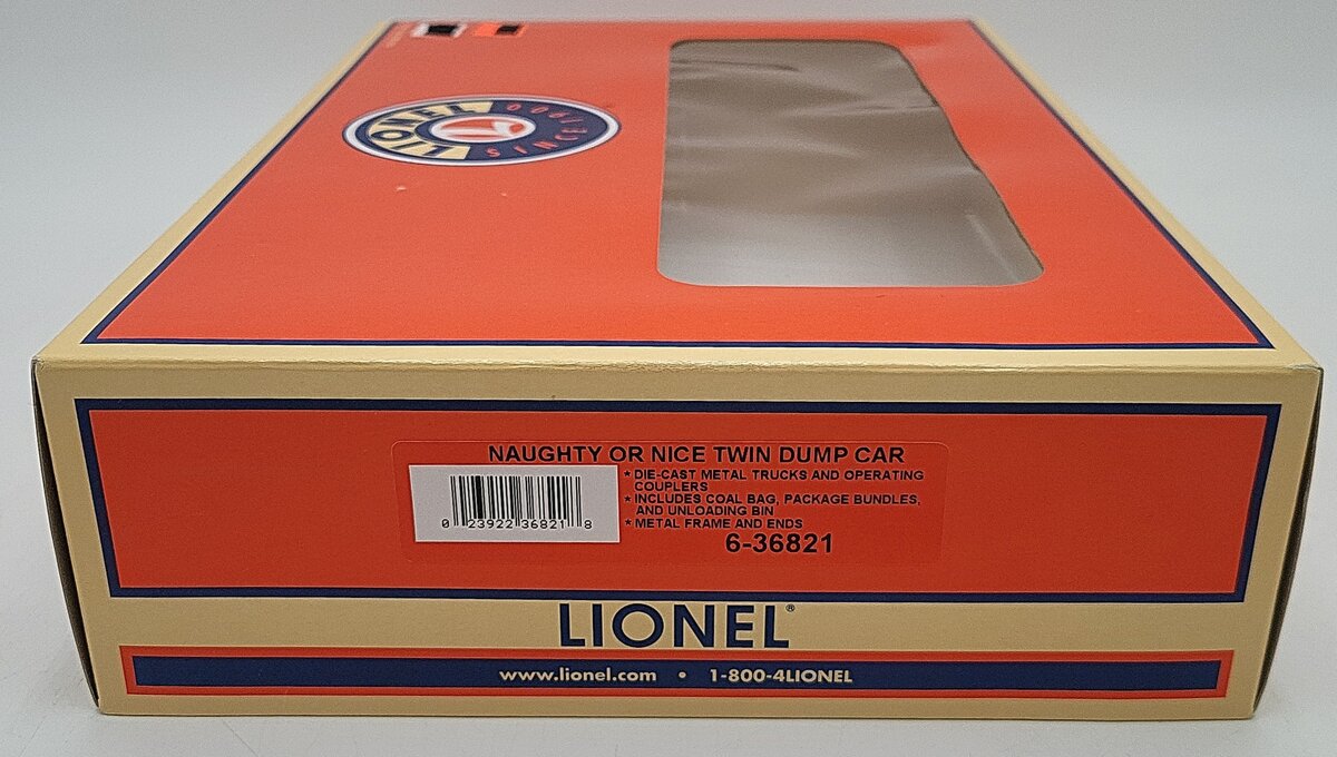 Lionel 6-36821 O Gauge Naughty or Nice Christmas Twin Dump Car LN/Box