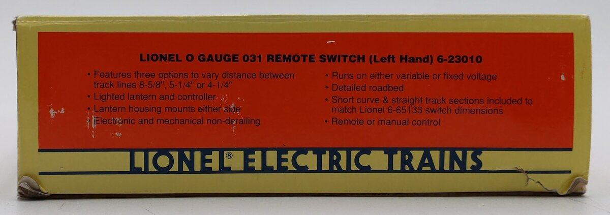 Lionel 6-23010 O O31 Left Hand Remote Control Switch Turnout LN/Box