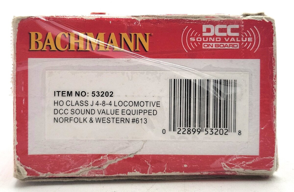 Bachmann 53202 HO Norfolk & Western Class J 4-8-4 with Sound & DCC #613 LN/Box