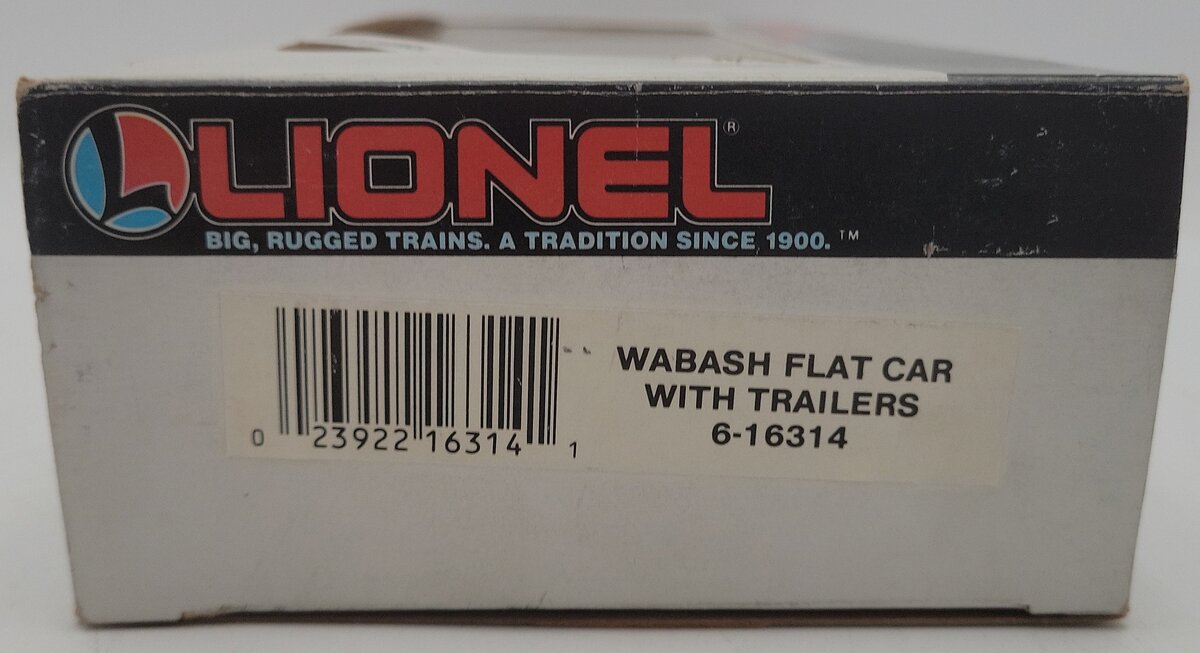 Lionel 6-16314 O Gauge Wabash Flatcar with Wabash Trailers #16314 EX/Box