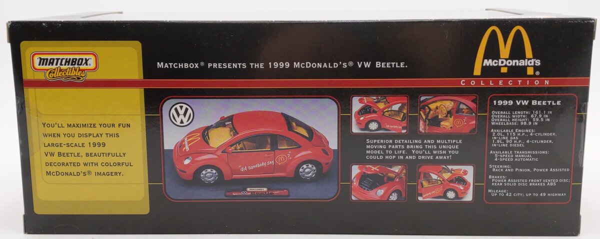 Matchbox Collectibles 1:18 1999 McDonalds Diecast Volkswagen Beetle MT/Box