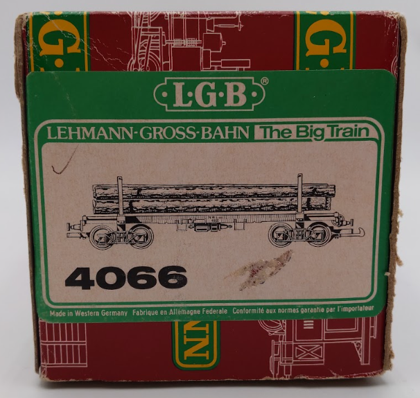 LGB 4066 G Scale Green Flatcar #93 with Log Load (Custom) EX/Box