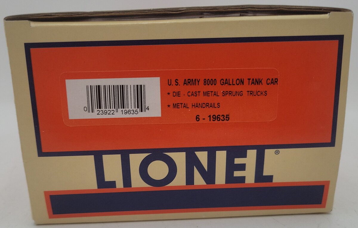 Lionel 6-19635 O Gauge U.S Army 8000 Gallon Tank Car #10936 EX/Box