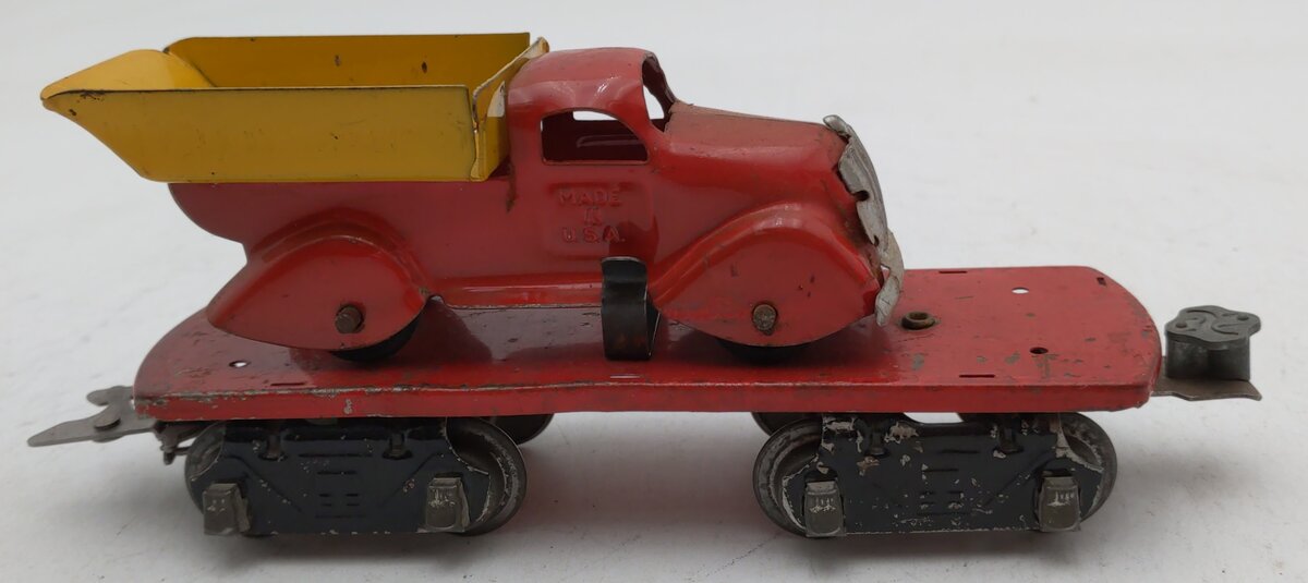 Marx O Vintage Flat Car w/ Side-Dump Truck VG