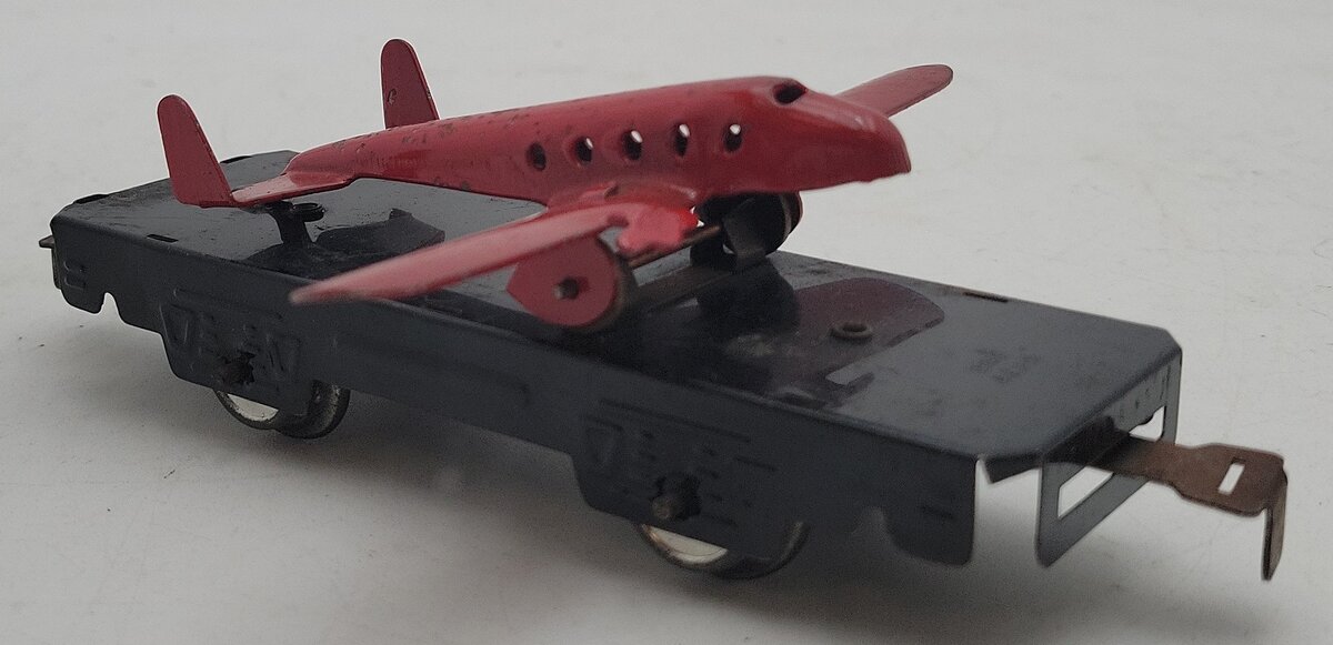 Marx O Gauge Litho Flat Car w/Airplane VG