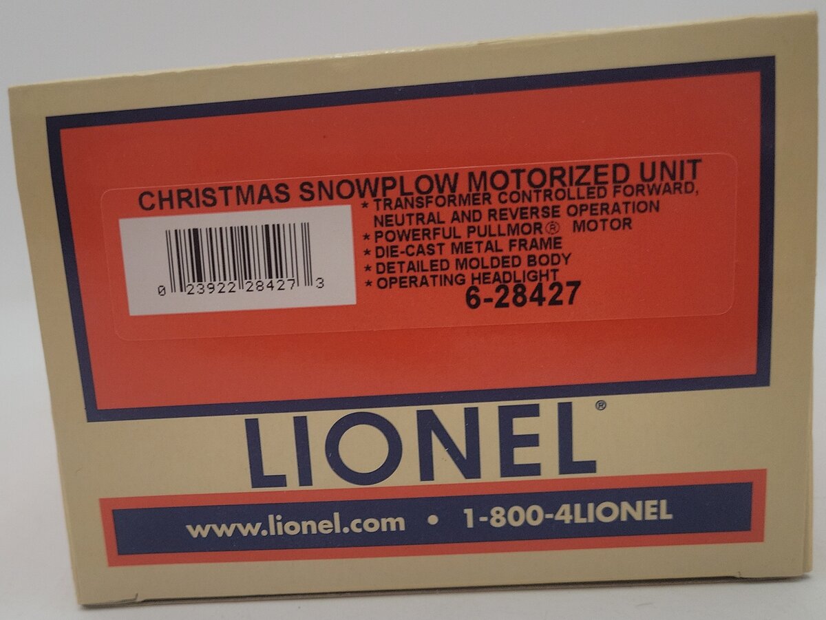 Lionel 6-28427 O Christmas Snowplow Motorized Unit EX/Box