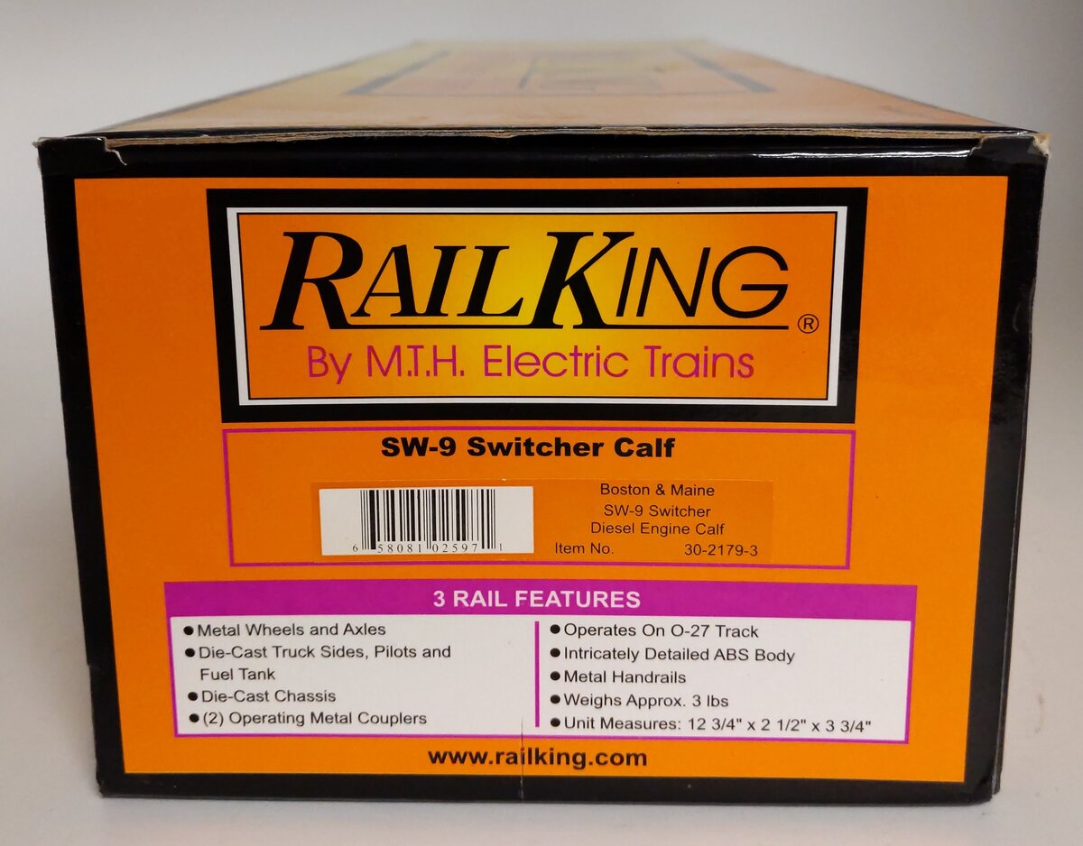 MTH 30-2179-3 O Gauge Boston & Maine SW-9 Calf Diesel Switcher #1230B EX/Box