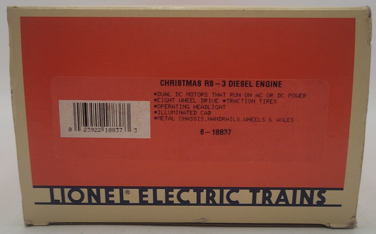 Lionel 6-18837 O Gauge Christmas RS-3 Diesel Locomotive #8837 EX/Box