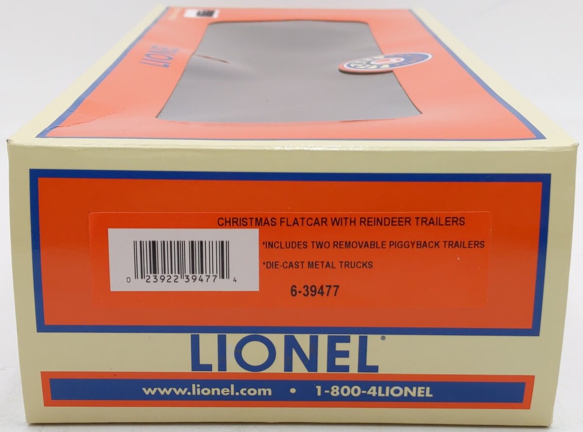 Lionel 6-39477 O Gauge Christmas Flatcar w/Reindeer Trailers LN/Box
