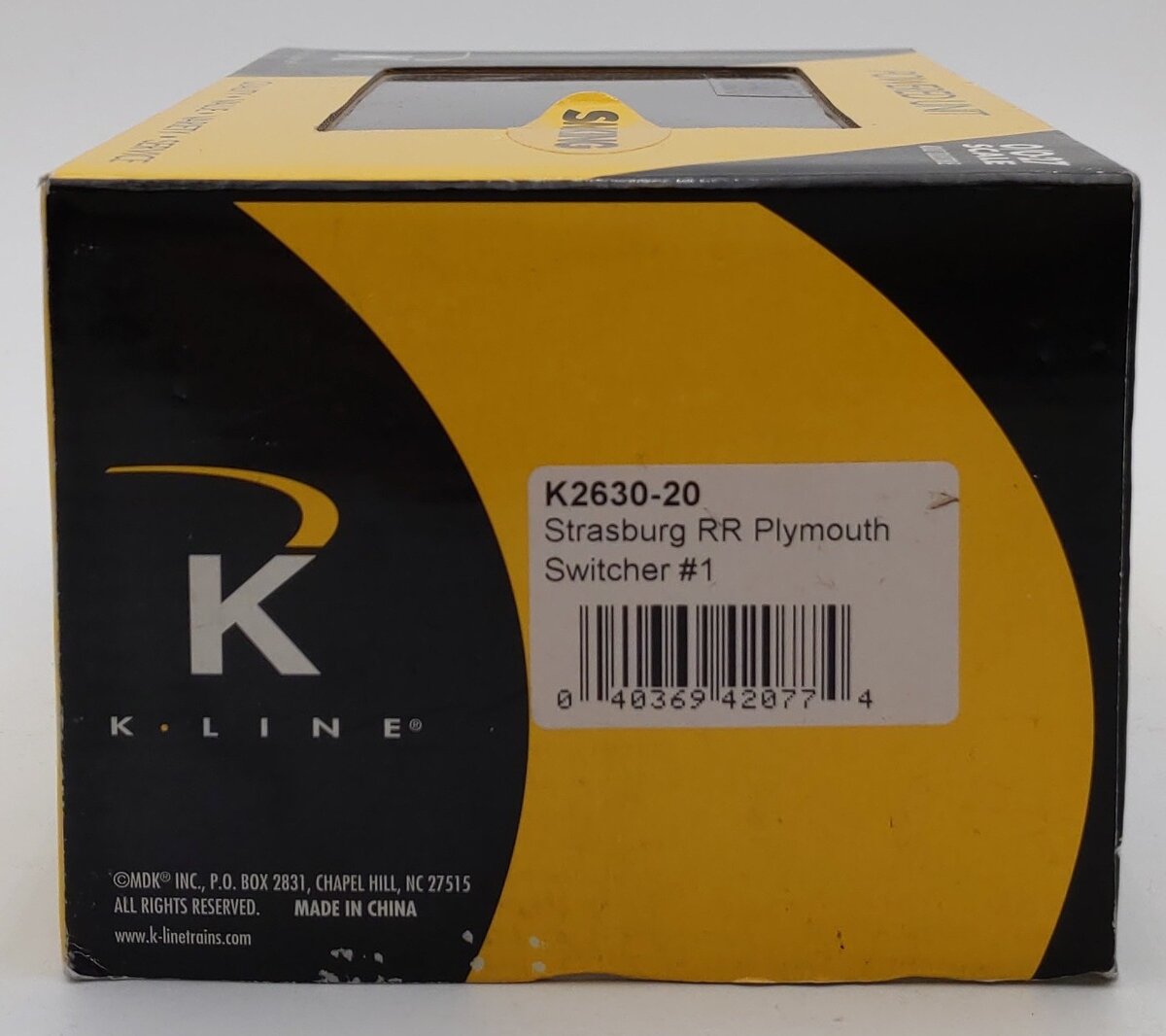 K-Line K2630-20 O Gauge Strasburg RR Plymouth Diecast Switcher #1 EX/Box