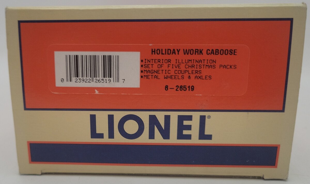 Lionel 6-26519 O Gauge Holiday Work Caboose #6496 EX/Box