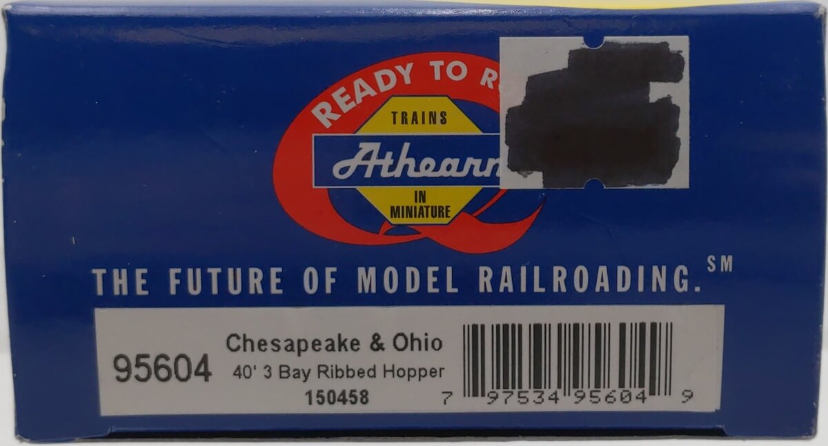 Athearn 95604 HO Scale C&O 40' 3 Bay Ribbed Hopper #150458 LN/Box