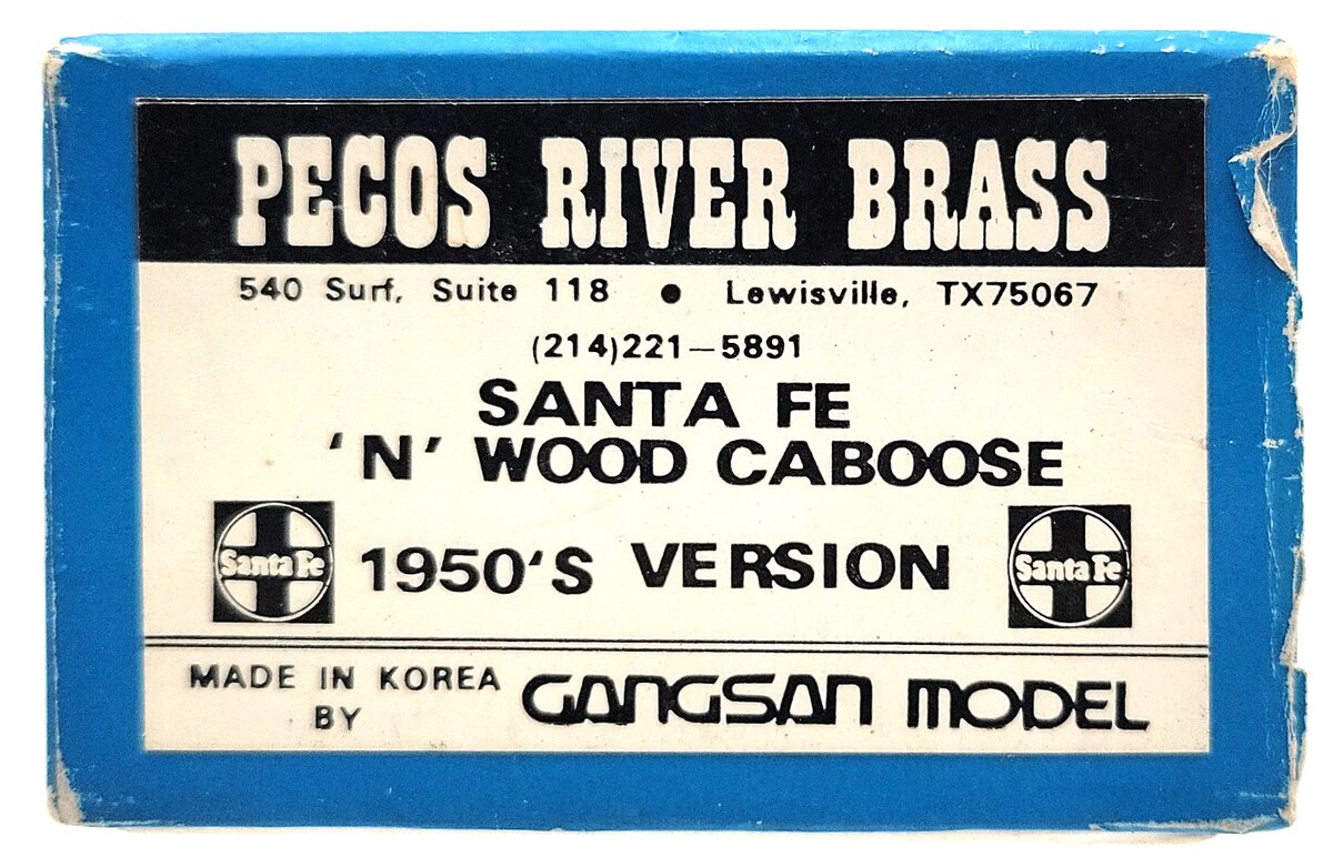 Pecos River Brass N Scale BRASS Santa Fe Wood Caboose #1152 EX/Box