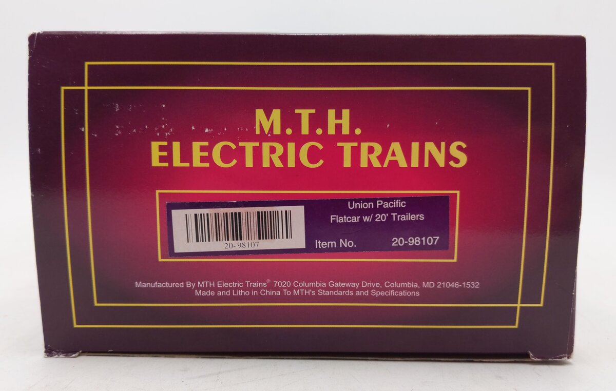 MTH 20-98107 O Gauge Union Pacific Flatcar w/2 Short Trailers #57256 EX/Box