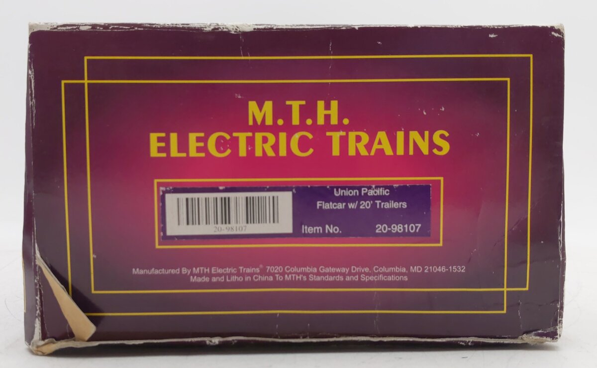 MTH 20-98107 O Gauge Union Pacific Flatcar w/2 Short Trailers #57256 EX/Box