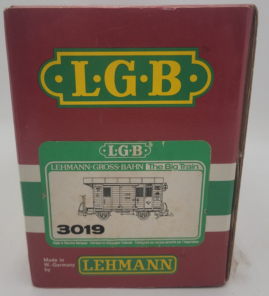 LGB 3019 G Scale Mail Post Car with Lights (Metal Wheels) EX/Box