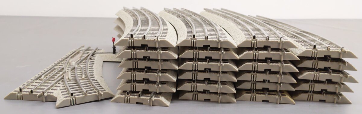 Lionel O Gauge Fastrack Curved Track Sections & Left Hand Switch Turnout (24) VG