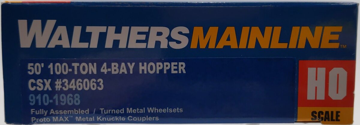 Walthers 910-1968 HO CSX Transportation 50' 100-Ton 4-Bay Hopper #346063