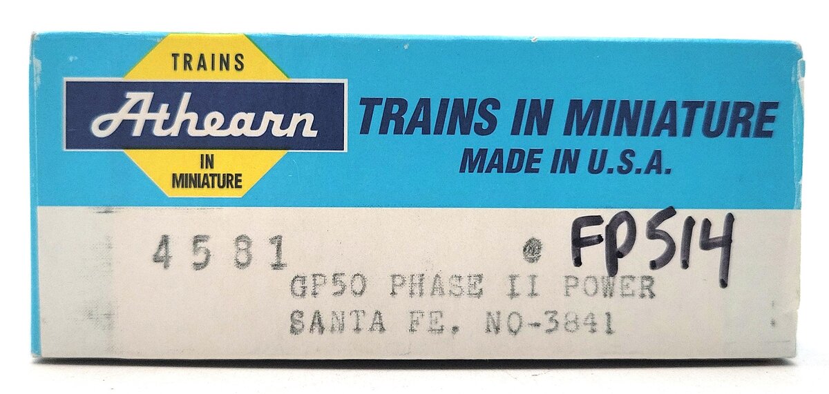Athearn 4581 HO Scale Santa Fe Powered GP50 Diesel Locomotive #3841 EX/Box