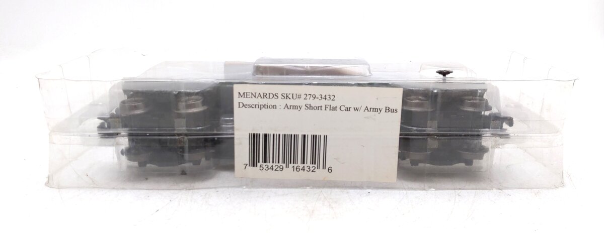 Menards 279-3432 O Gauge Army Short Flat Car w/ Army Bus #1244 MT/Box