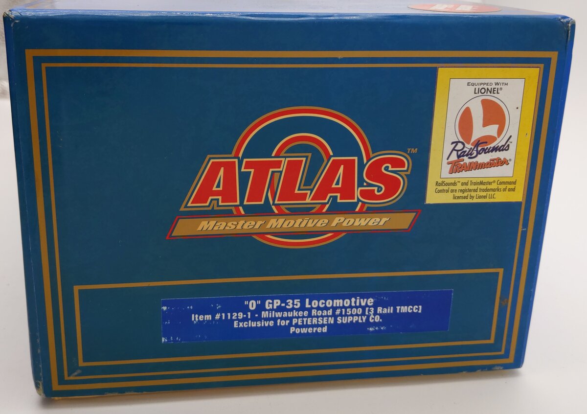 Atlas 1129-1 O Gauge Milwaukee Road GP-35 Powered Locomotive 3-Rail TMCC #1500 EX/Box
