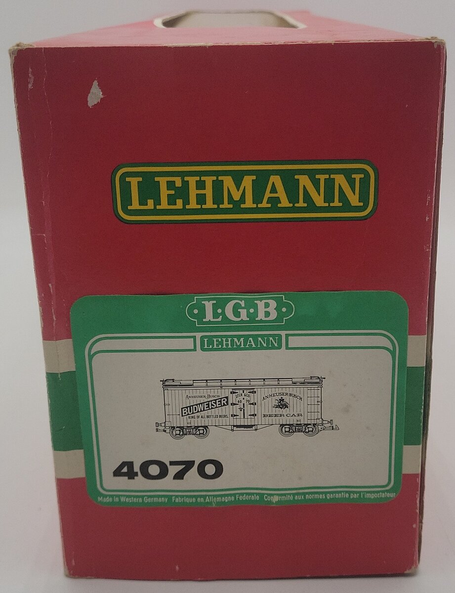 LGB 4070 G Scale Budweiser Woodside Reefer Car #4070 EX/Box